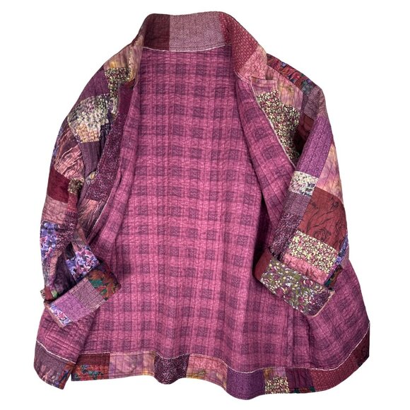 Handmade Quilted Patchwork Jacket Boho Cottagecore Oversized 26x32 - Picture 11 of 12